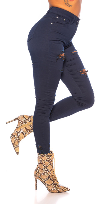 Skinny Ripped Jeans Navy